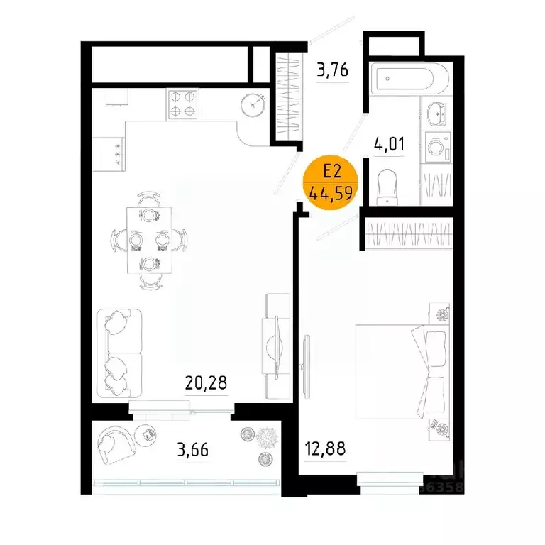 1-к кв. Рязанская область, Рязань Московское ш., 2 (44.59 м) - Фото 0