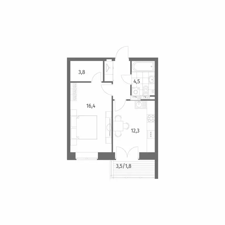 1-комнатная квартира: Новоселье, Невская улица, 3 (44 м) - Фото 1