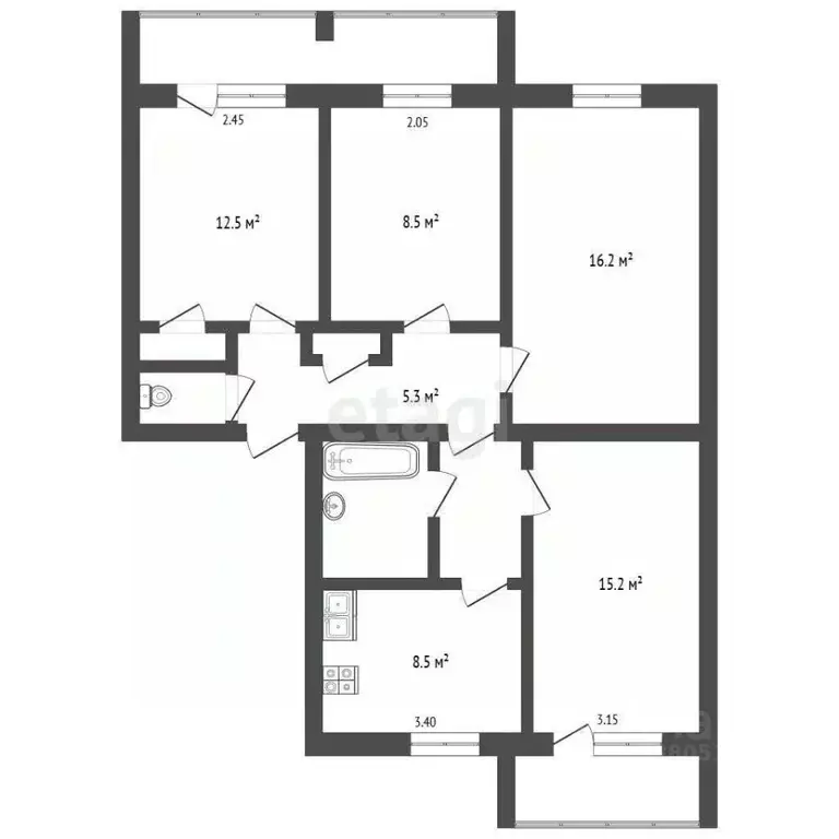 4-к кв. Ростовская область, Таганрог пер. 7-й Новый, 100к1 (74.9 м) - Фото 2