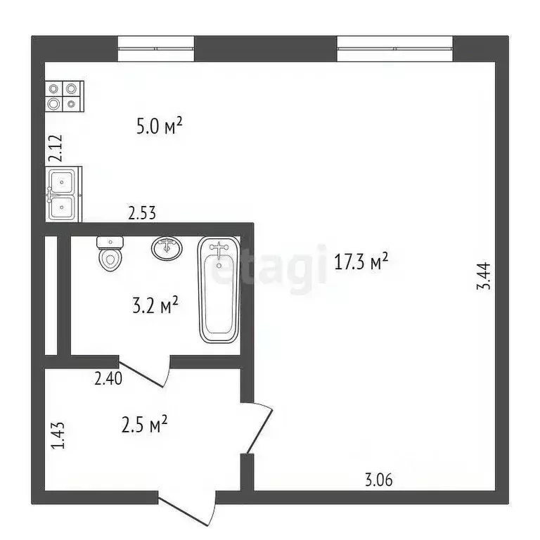 Студия Ямало-Ненецкий АО, Новый Уренгой Строителей мкр, 4 (28.8 м) - Фото 2