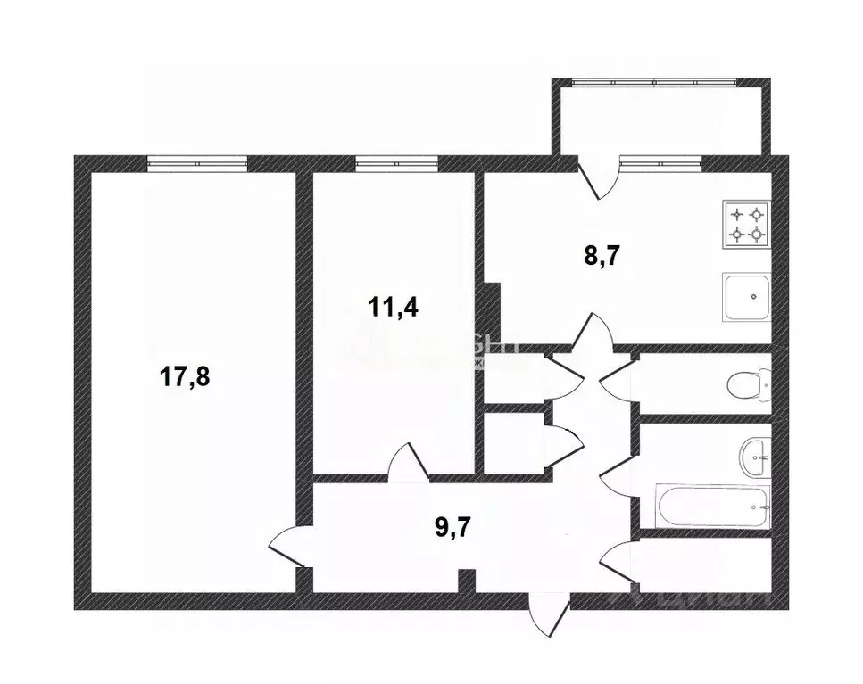 2-к кв. Ямало-Ненецкий АО, Новый Уренгой Восточный мкр, 3/5 (55.2 м) - Фото 1