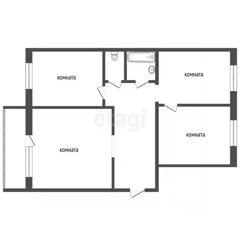 3-к кв. Тюменская область, Тобольск 7А мкр, 37Д (65.0 м) - Фото 2