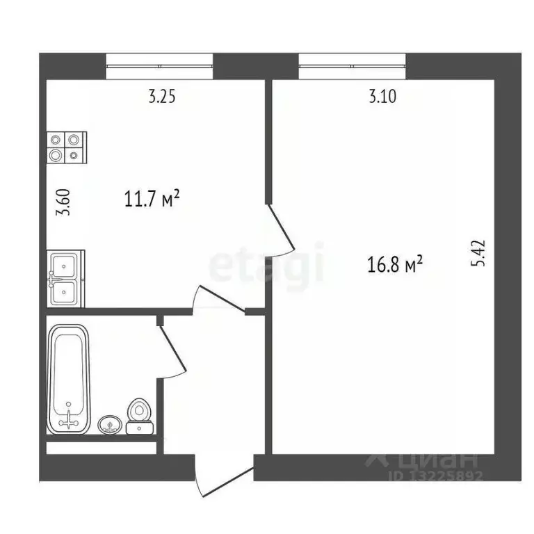 1-к кв. Вологодская область, Вологда ул. Чехова, 19 (32.0 м) - Фото 2
