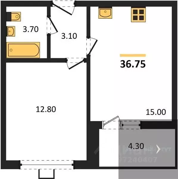 1-к кв. Воронежская область, Новоусманский район, пос. Отрадное ул. ... - Фото 0