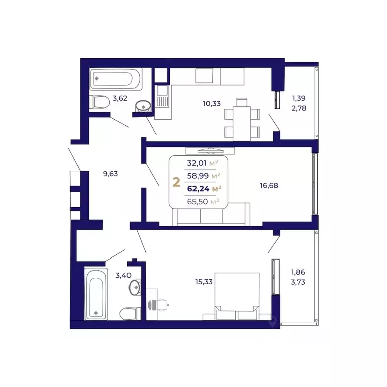 2-к кв. Башкортостан, Уфа Затон-Восточный жилрайон, Паруса жилой ... - Фото 1