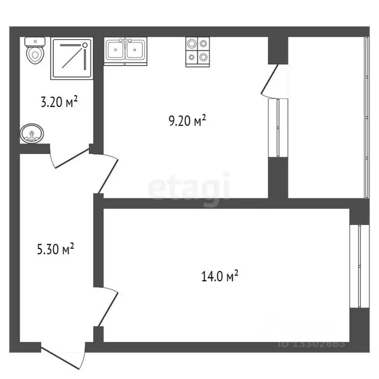 1-к кв. Ханты-Мансийский АО, Сургут Контейнерная ул., 8/1 (31.2 м) - Фото 1