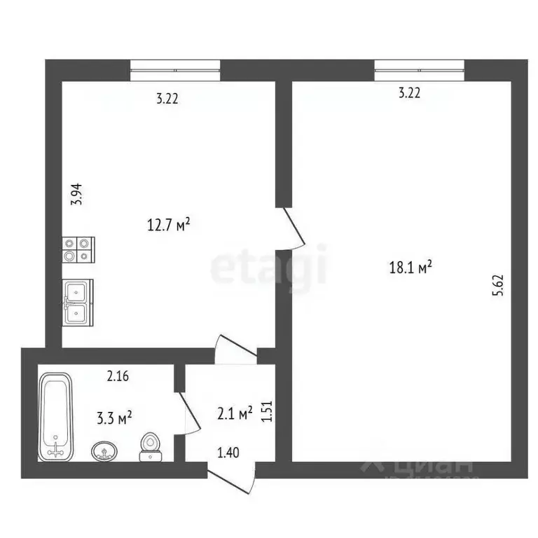 1-к кв. Мордовия, Саранск Студенческая ул., 8 (36.2 м) - Фото 1
