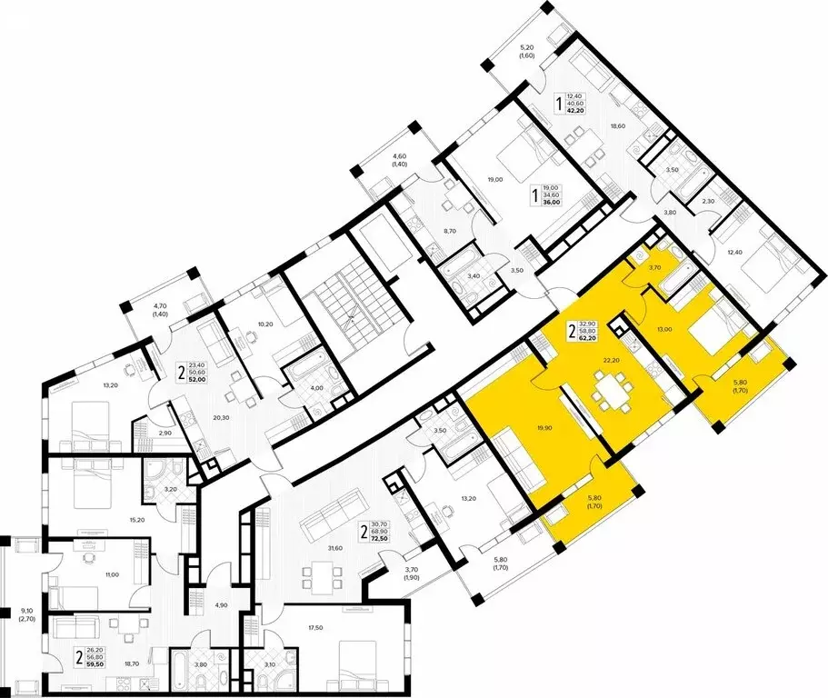 2-комнатная квартира: Сукко, жилой комплекс Кипарис (62.2 м) - Фото 2