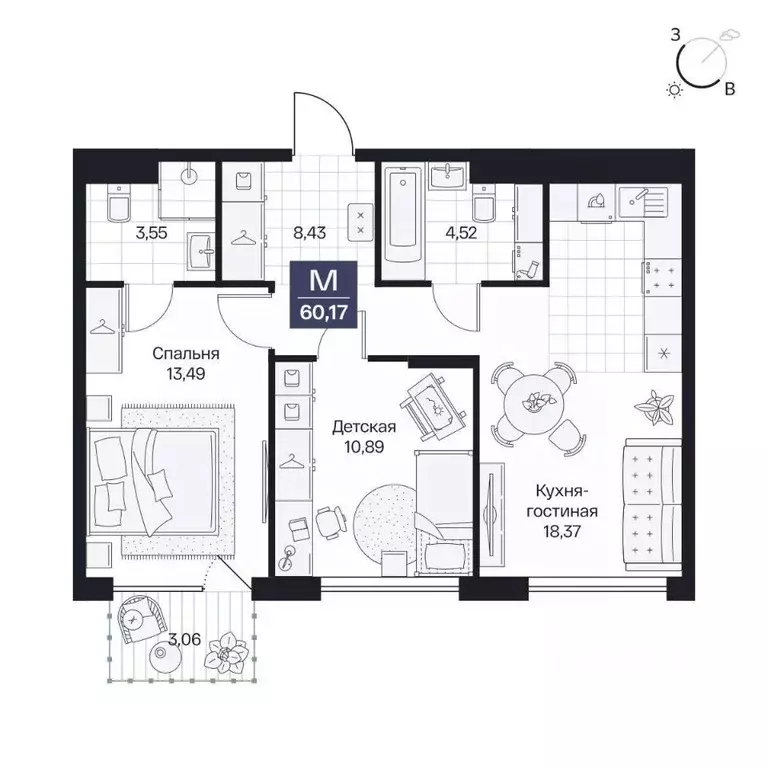 2-к кв. Волгоградская область, Волгоград просп. Имени В.И. Ленина, 59Г ... - Фото 1