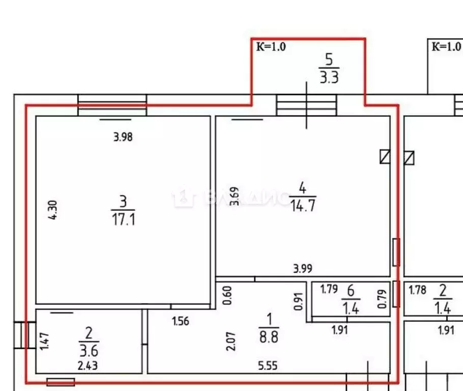 1-комнатная квартира: Балтийск, улица Чехова, 40А (48.9 м) - Фото 1
