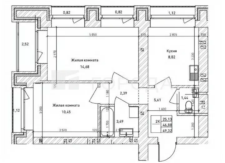 2-к кв. Новосибирская область, Новосибирск Комсомольский просп., 6 ... - Фото 2