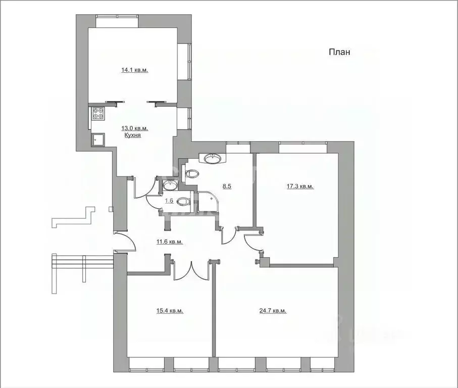 4-к кв. Москва Тверская ул., 6С3 (106.2 м) - Фото 1