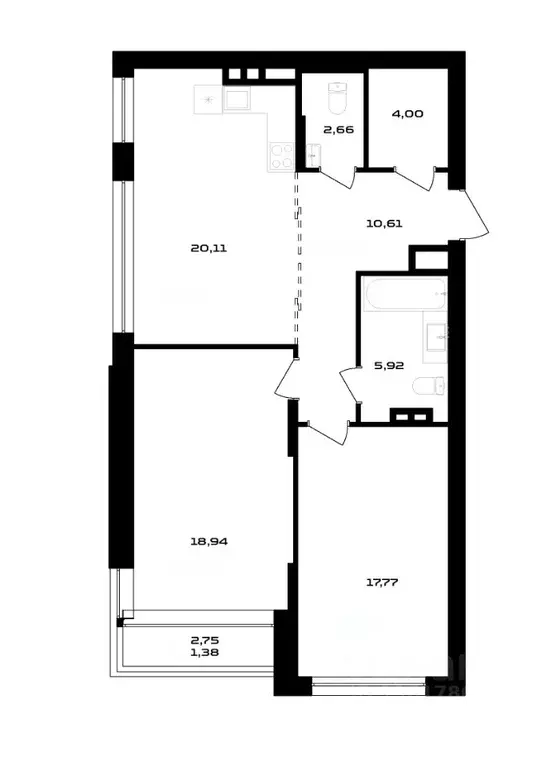 2-к кв. Воронежская область, Воронеж ул. Ольминского, 4 (80.01 м) - Фото 1