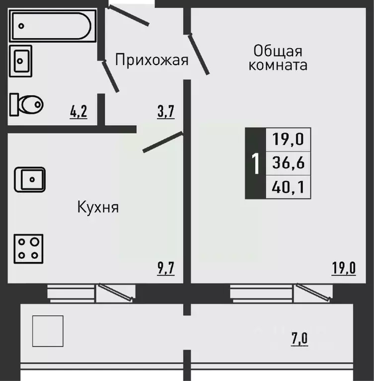 1-к кв. Орловская область, Орловский район, д. Жилина ул. Садовая, 2к2 ... - Фото 0