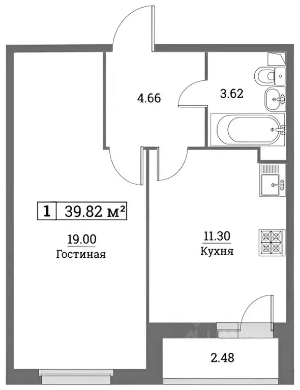 1-к кв. Ленинградская область, Мурино Всеволожский район, ул. ... - Фото 2