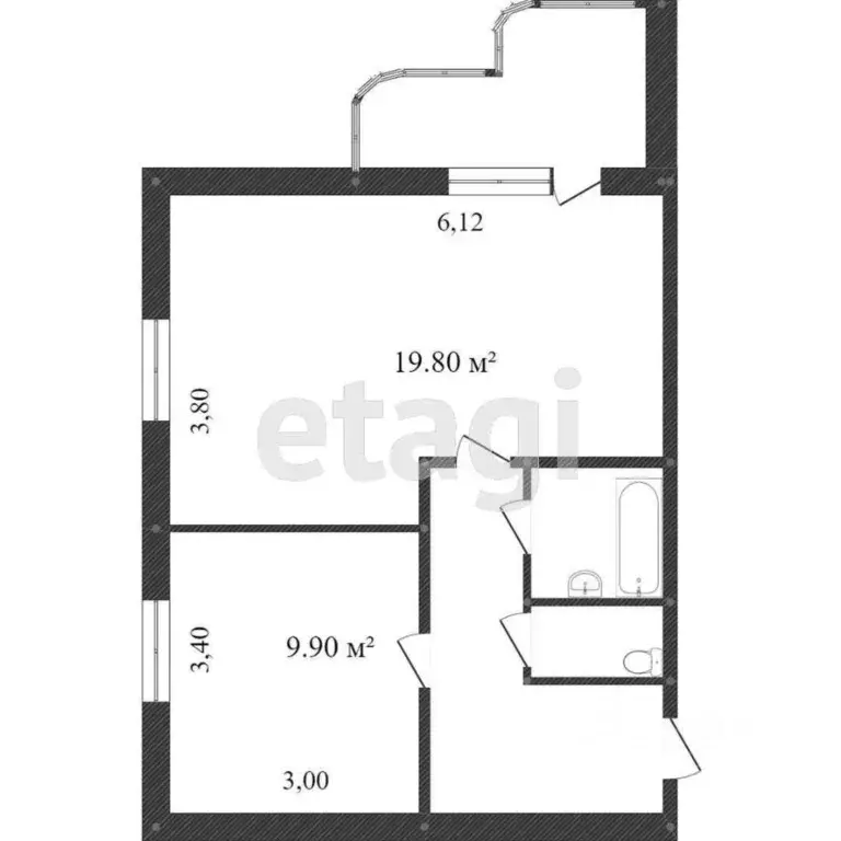 1-к кв. Белгородская область, Белгород ул. Губкина, 42д (41.3 м) - Фото 2