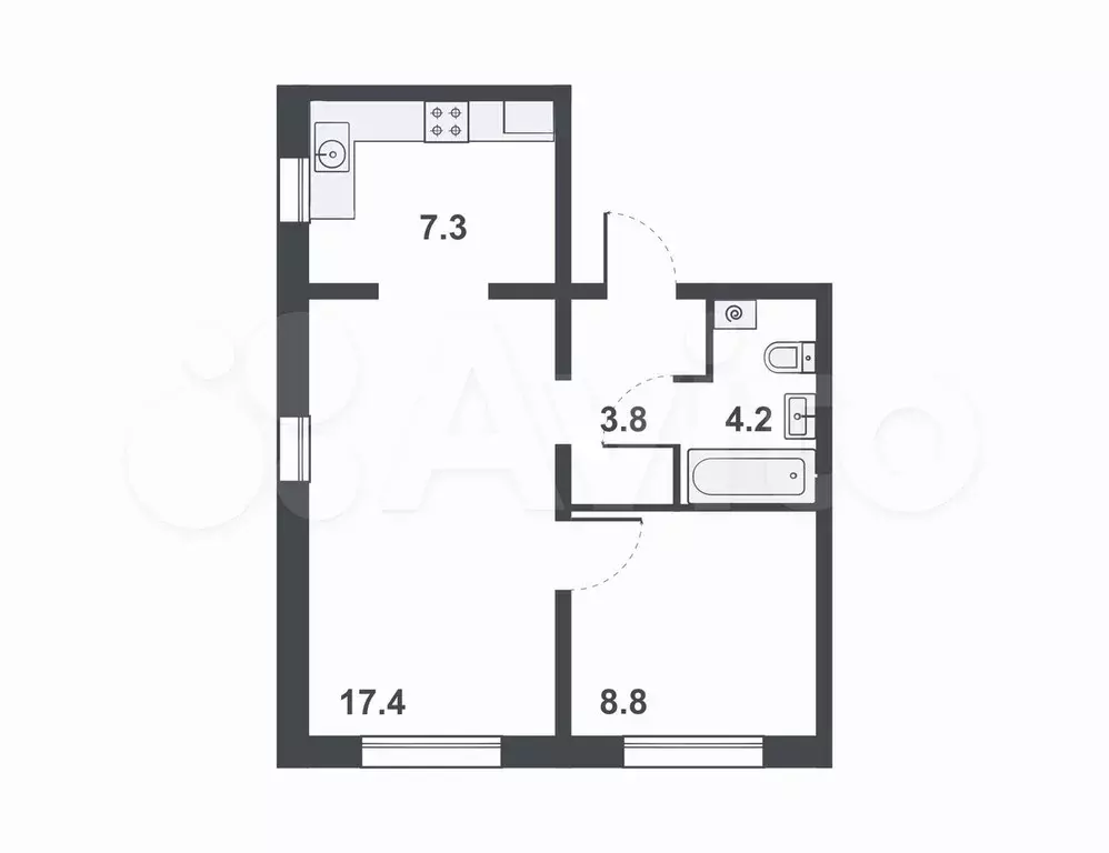 2-к. квартира, 41,5 м, 13/16 эт. - Фото 0