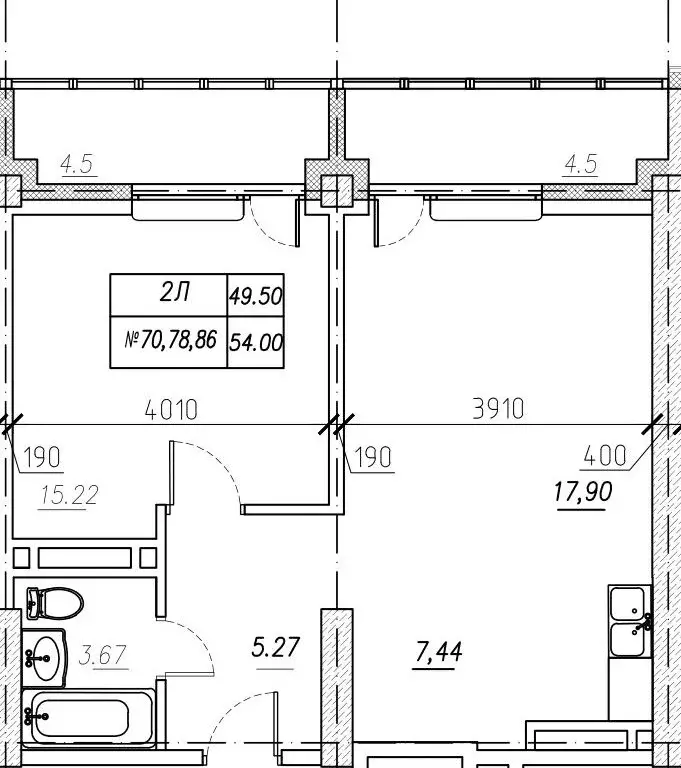 2-комнатная квартира: Владивосток, улица Расула Гамзатова, 5к2/3 (54 ... - Фото 1