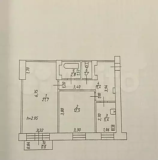 2-к. квартира, 55,5 м, 5/5 эт. - Фото 0