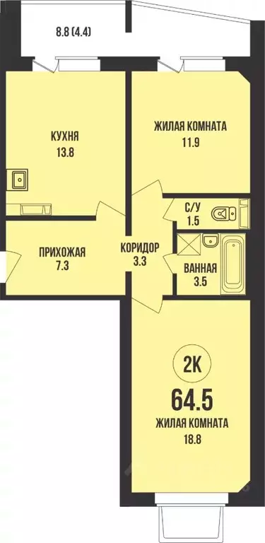 2-к кв. Новосибирская область, Новосибирск Родники мкр, Династия жилой ... - Фото 1