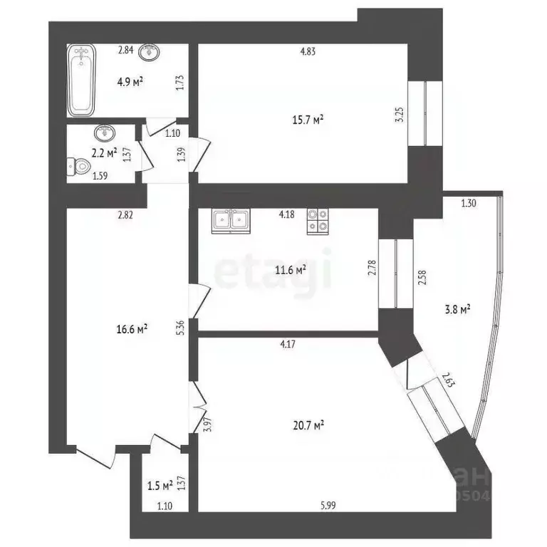 2-к кв. Забайкальский край, Чита ул. Шилова, 46 (77.0 м) - Фото 1