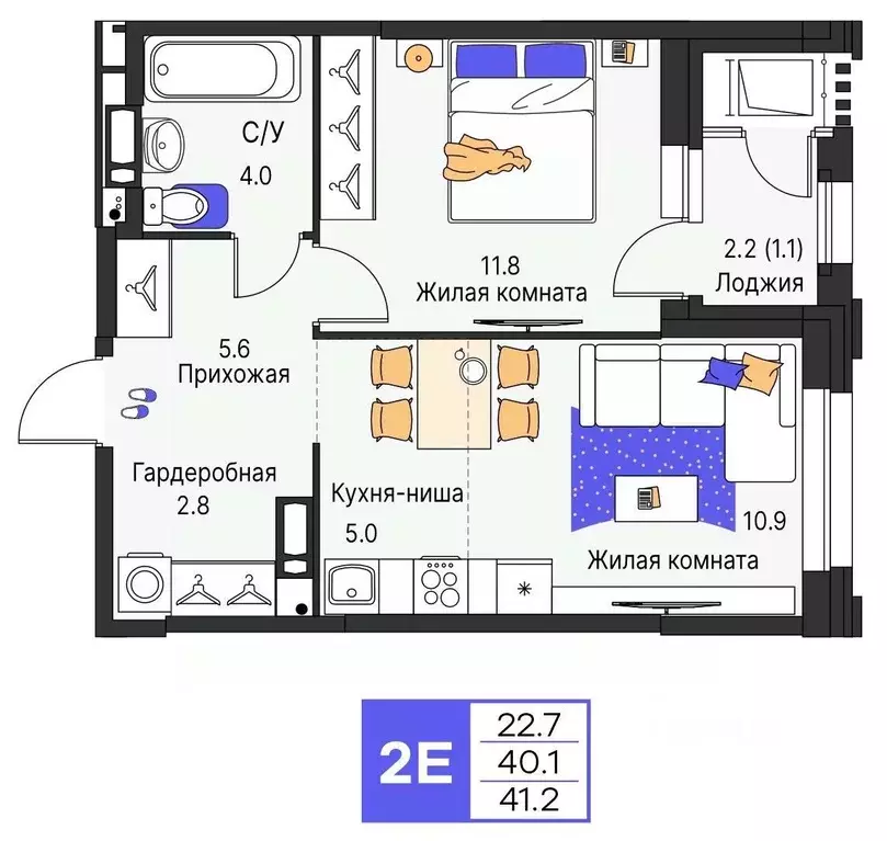 2-к кв. Пермский край, Пермь ул. Карла Модераха, 7 (41.2 м) - Фото 1