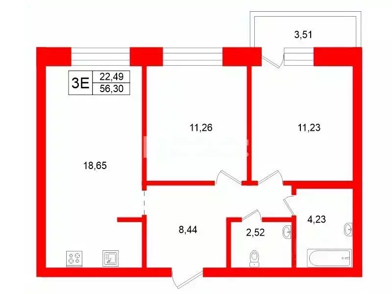 2-к кв. Санкт-Петербург просп. Героев, 33с1 (56.3 м) - Фото 2