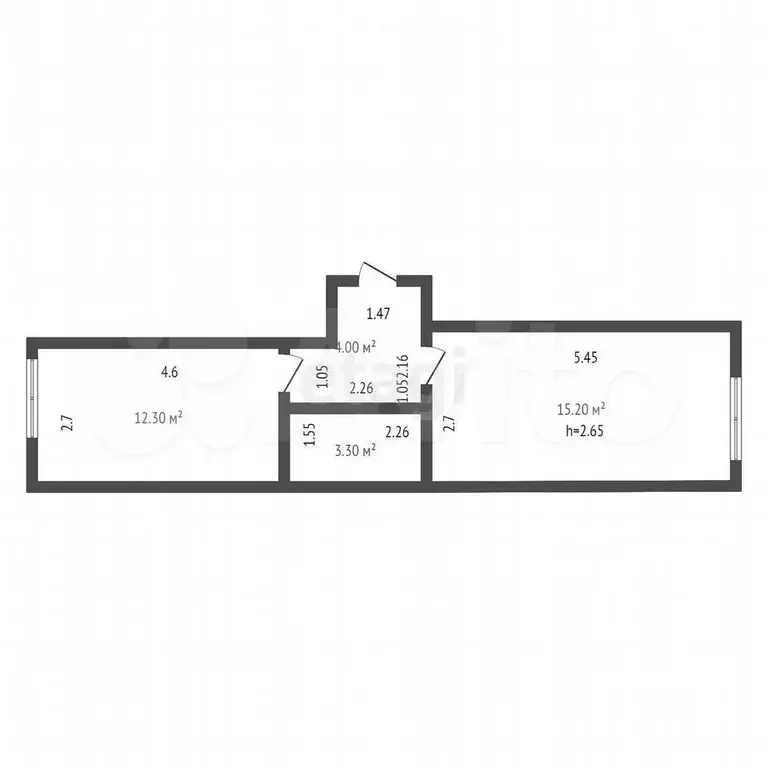 1-к. квартира, 34,8 м, 1/3 эт. - Фото 0