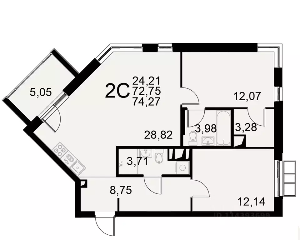2-к кв. Тульская область, Тула Хлебная пл. (72.75 м) - Фото 0