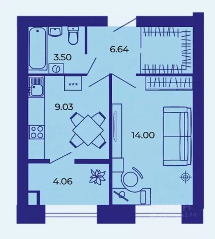 1-к кв. Брянская область, Брянск ул. Комарова, 47а (37.4 м) - Фото 1