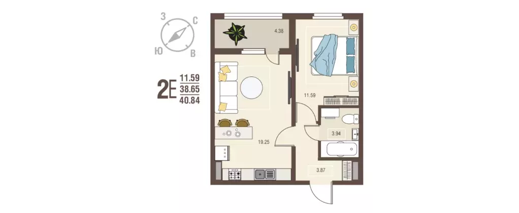 Продаётся 1-к квартира, 40.84 м - Фото 0