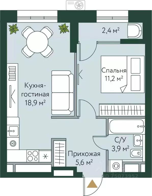 1-к кв. Волгоградская область, Волгоград Новосибирская ул., 74с1 (42.0 ... - Фото 0