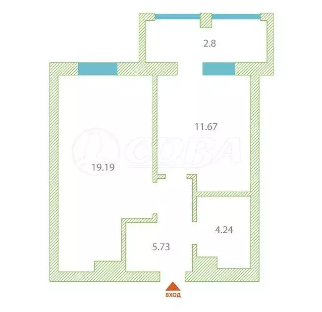 1-комнатная квартира: Тюмень, улица Фармана Салманова, 24 (41 м) - Фото 2