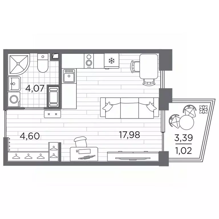 Студия Санкт-Петербург Полюстровский просп., 87 (27.67 м) - Фото 1
