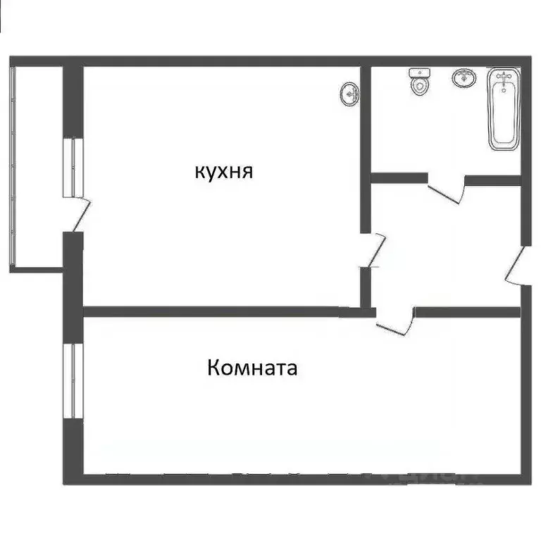 1-к кв. Кемеровская область, Кемерово Пролетарская ул., 36А (34.1 м) - Фото 1
