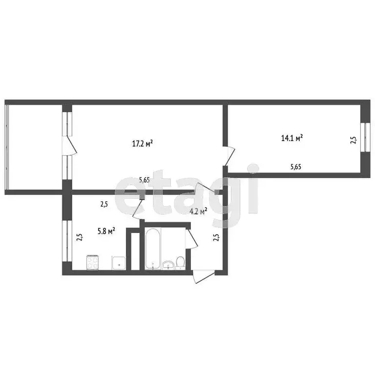 2-комнатная квартира: Алушта, Партизанская улица, 23 (47 м) - Фото 1