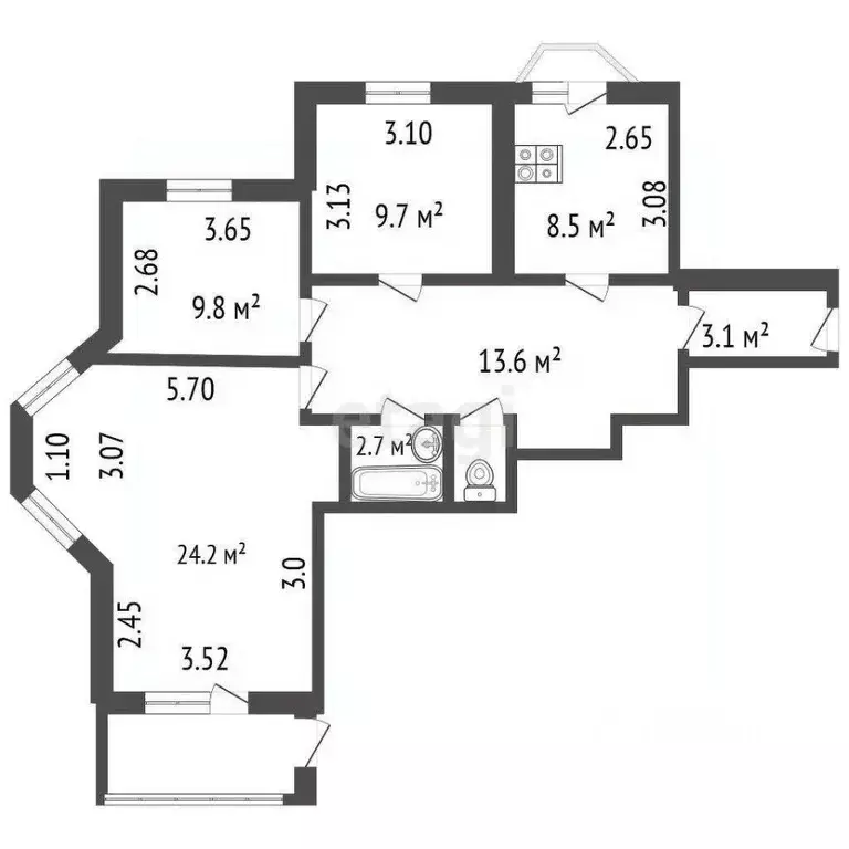 3-к кв. Владимирская область, Ковров ул. Маяковского, 24 (72.8 м) - Фото 2