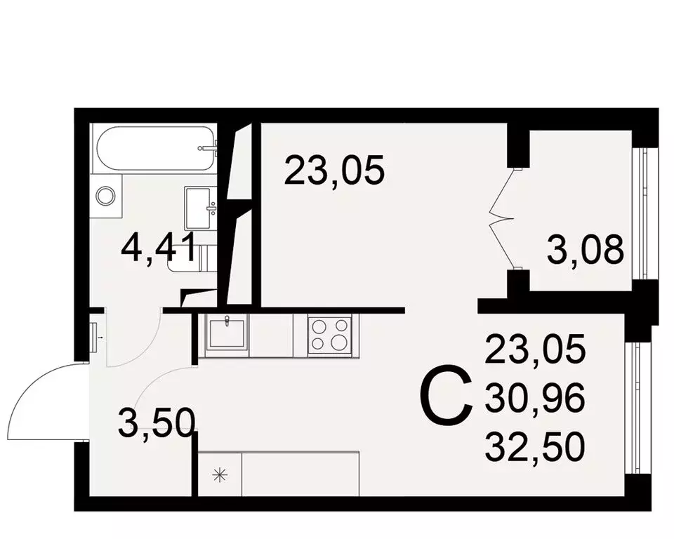 1-комнатная квартира: Тула, Одоевское шоссе, 73 (32.5 м) - Фото 0