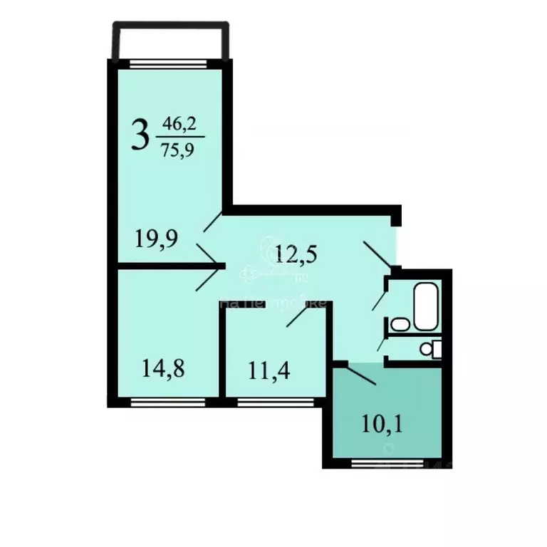 3-к кв. Москва Новомарьинская ул., 18 (76.5 м) - Фото 1