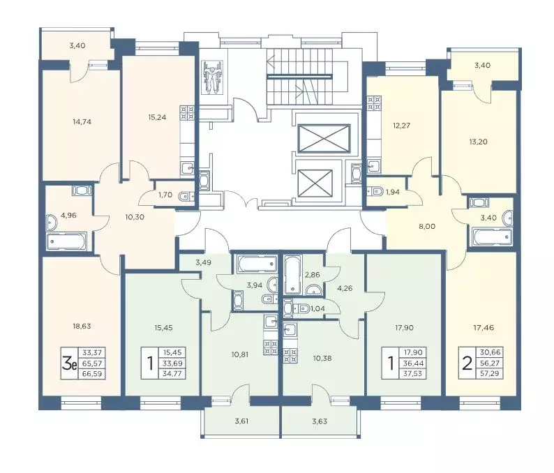 2-к кв. Санкт-Петербург ул. Александра Матросова, 8к3 (66.59 м) - Фото 1