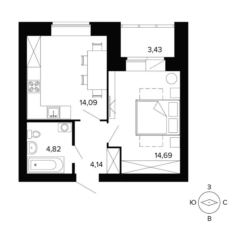 1-к кв. Свердловская область, Березовский ул. Победы, 5А (41.3 м) - Фото 1