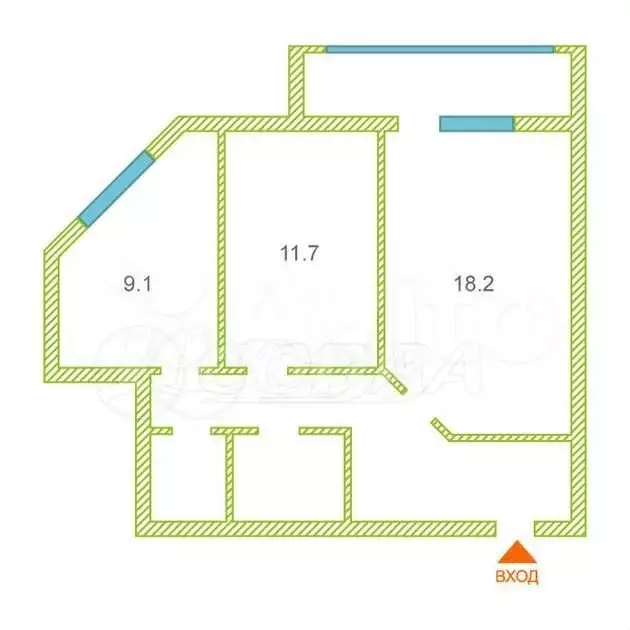 2-к. квартира, 55,5 м, 6/14 эт. - Фото 0