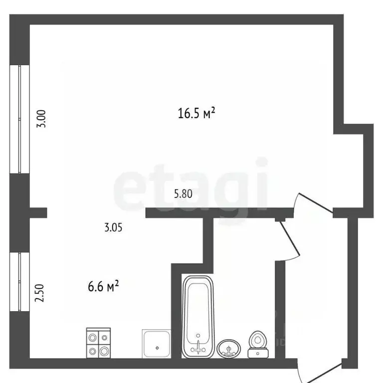 1-к кв. Калужская область, Калуга Ольговская ул., 12 (31.0 м) - Фото 2