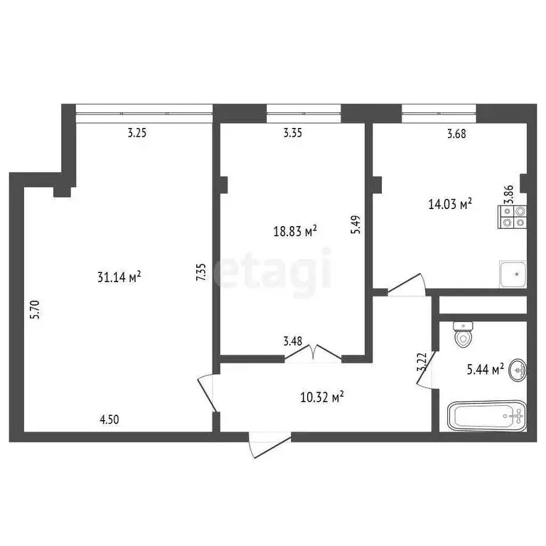 2-комнатная квартира: Нальчик, проспект Ленина, 46Б (80 м) - Фото 1