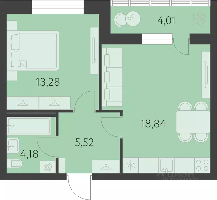 1-к кв. Свердловская область, Екатеринбург Академический мкр, Первый ... - Фото 0
