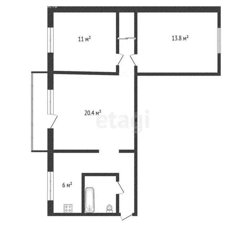3-комнатная квартира: Салават, улица Калинина, 13 (60.3 м) - Фото 1