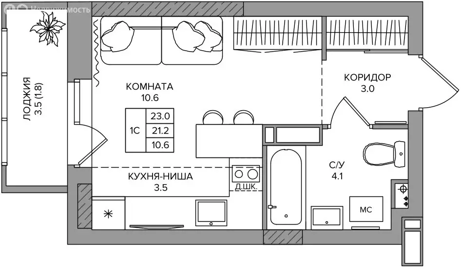 Квартира-студия: деревня Кондратово, Водопроводная улица, 5 (23 м) - Фото 0