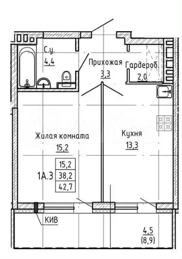 1-к. квартира, 42,7 м, 7/23 эт. - Фото 0