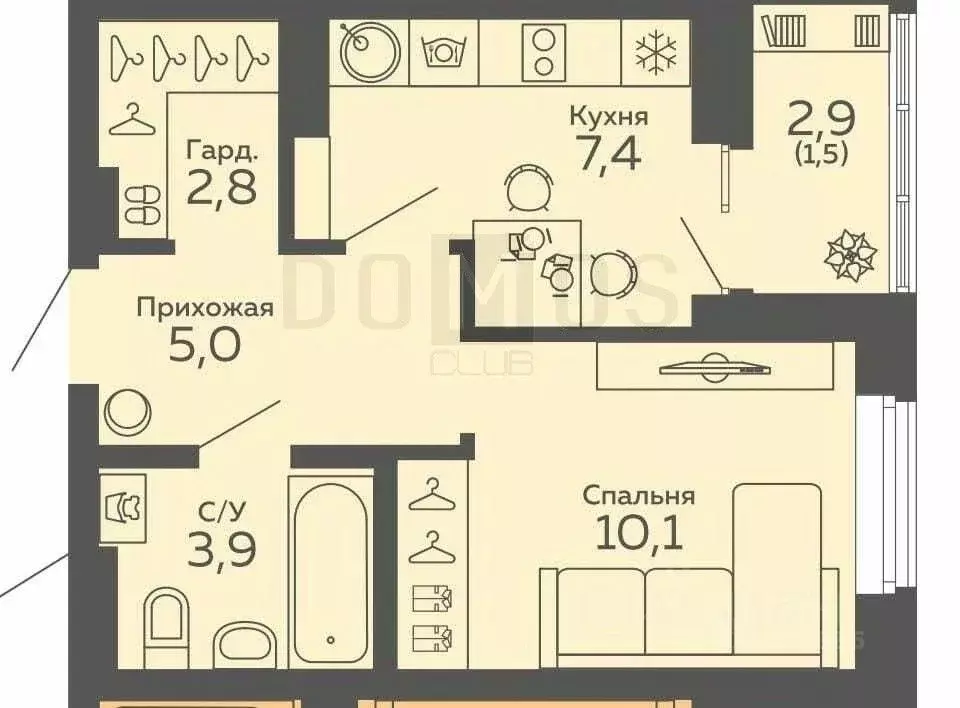 1-к кв. Свердловская область, Екатеринбург бул. Новосинарский, 5 (30.0 ... - Фото 0