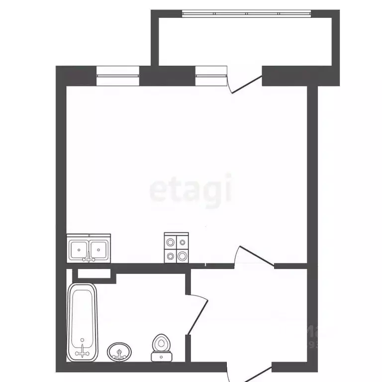 Студия Тюменская область, Тюмень ул. Андрея Бушуева, 2 (30.0 м) - Фото 2
